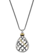 Alfani Tri-tone Textured Teardrop Pendant Necklace