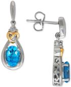 Blue Topaz (1-3/4 Ct. T.w.) & Diamond Accent Drop Earrings In Sterling Silver & 14k Gold