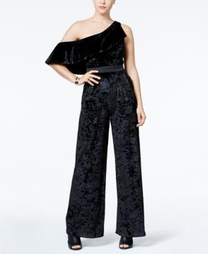 Xoxo Juniors' Velvet One Shoulder Ruffle Jumpsuit