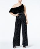 Xoxo Juniors' Velvet One Shoulder Ruffle Jumpsuit