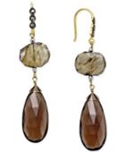 Paul & Pitu Naturally 14k Gold-plated Labradorite And Smoky Quartz Drop Earrings