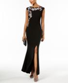 Sl Fashions Embroidered Scuba Crepe Gown