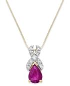 Ruby (3/4 Ct. T.w.) And Diamond (1/10 Ct. T.w.) X-pendant Necklace In 14k Gold