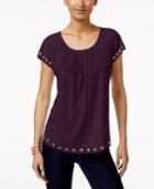 Ny Collection Petite Grommet-trim Top