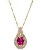 Lab-created Ruby (2 Ct. T.w.) And White Sapphire (3/4 Ct. T.w.) Pendant Necklace In 14k Gold-plated Sterling Silver