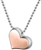 Alex Woo Two-tone Fusion Heart 16 Pendant Necklace In Sterling Silver & 18k Rose Gold