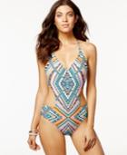 Jessica Simpson Aztec-print Monokini One-piece Swimsuit Women's Swimsuit