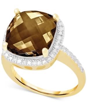 Victoria Townsend Smoky Quartz (6 Ct. T.w.) And Diamond (1/10 Ct. T.w.) Ring In Sterling Silver Or 18k Gold Over Sterling Silver