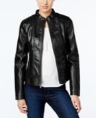 Guess Textured Leather Bomber Jacket
