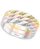 Effy 3-pc. Diamond Tricolor Stacking Band Set (1/4 Ct. T.w.) In 14k Gold, White Gold & Rose Gold