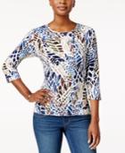 Alfred Dunner Embellished Animal-print Top