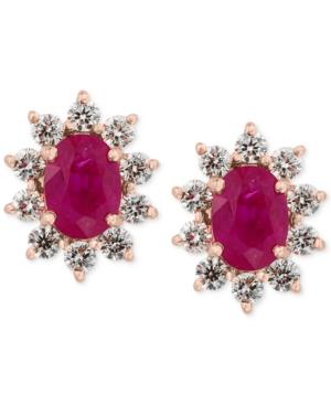 Amore By Effy Certified Ruby (1-9/10 Ct. T.w.) And Diamond (3/4 Ct. T.w.) Earrings In 14k Rose Gold, Created For Macy's