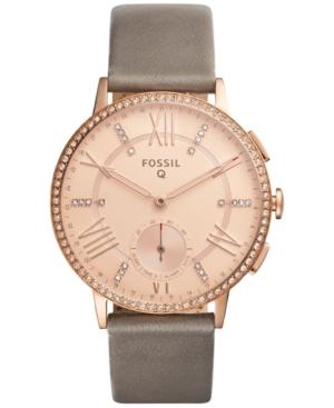 Fossil Q Women's Gazer Gray Leather Strap Hybrid Smart Watch 41mm Ftw1116