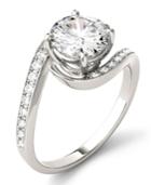 Moissanite Round Swirl Engagement Ring (1-3/4 Ct. T.w. Diamond Equivalent) In 14k White Gold