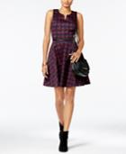 Tommy Hilfiger Faux-leather-trim Fit & Flare Dress, Only At Macy's