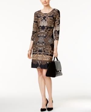 Charter Club Petite Damask-print Sheath Dress, Only At Macy's