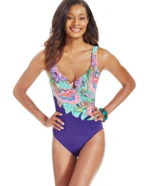 Miraclesuit Paisley-print Ruched One-piece Swimsuit Women's Swimsuit