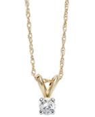 Diamond Necklace, 10k Gold Round-cut Diamond Pendant (1/10 Ct. T.w.)