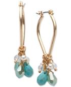 Lonna & Lilly Gold-tone Blue Bead Shaky Hoop Earrings