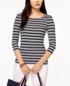 Tommy Hilfiger Cotton Striped Button-detail Top, Created For Macy's