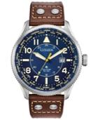 Citizen Eco-drive Men's Promaster Nighthawk Brown Leather Strap Watch 44mm