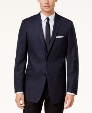 Calvin Klein Men's Slim-fit Blue & Black Check Sport Coat