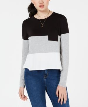 Love, Fire Juniors' Patch Pocket Striped Top