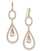 Inc International Concepts Gold-tone Pink Stone And Pave Drop Earrings, Created For Macy's