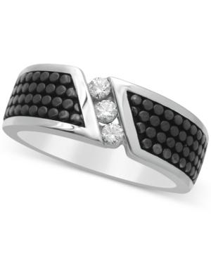 Men's Diamond Ring (1/4 Ct. T.w.) In Sterling Silver And Black Rhodium-plate