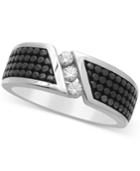 Men's Diamond Ring (1/4 Ct. T.w.) In Sterling Silver And Black Rhodium-plate