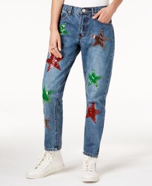 Glam By Glamorous Cotton Star-patch Girlfriend Jeans