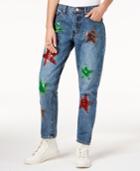 Glam By Glamorous Cotton Star-patch Girlfriend Jeans