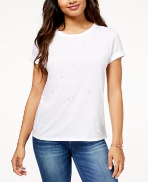 Guess Faux-pearl-embellished T-shirt