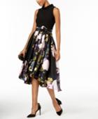 Sl Fashions Beaded-collar Floral-print Dress