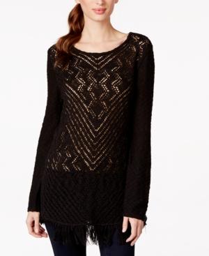 Style & Co. Sheer Crocheted Tunic Sweater, Only At Macy's