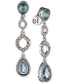 Jenny Packham Silver-tone Pave & Stone Clip-on Drop Earrings