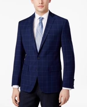Ryan Seacrest Distinction Men's Slim-fit Blue Windowpane Sport Coat, Only At Macy's