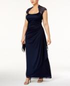 Xscape Ruched Lace Gown