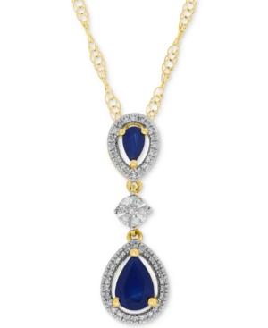 Sapphire (1-1/6 Ct. T.w.) & Diamond (1/8 Ct. T.w.) 18 Pendant Necklace In 10k Gold