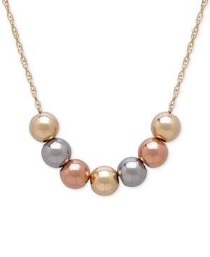 Tri-tone Beaded Statement Necklace In 10k Yellow, White And Rose Gold