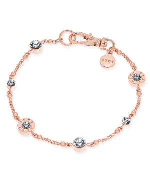 Dkny Rose Gold-tone Logo Crystal Link Bracelet, Created For Macy's