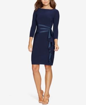 American Living Gabrielle Satin Ruffle Sheath Dress