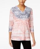 Style & Co. Printed Pullover Hoodie Top, Only At Macy's