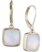 Anne Klein Gold-tone Square Rose Crystal Drop Earrings