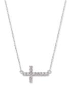 Diamond Necklace, 14k White Gold Diamond Sideways Cross Pendant (1/8 Ct. T.w.)