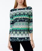 Charter Club Printed Bateau-neck Top, Only At Macy's