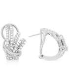Diamond Fancy Hoop Earrings (1 Ct. T.w.) In Sterling Silver