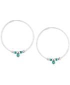 Lucky Brand Silver-tone Blue-stone Beaded Hoop Earrings