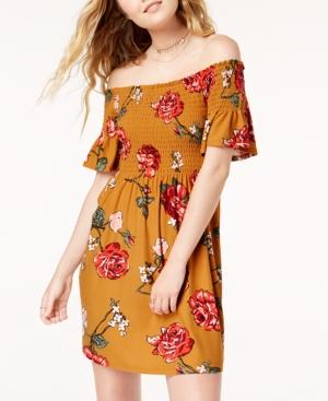 Planet Gold Juniors' Floral-print Smocked Dress