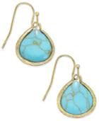 Gold-tone Marble-look Stone Drop Earrings